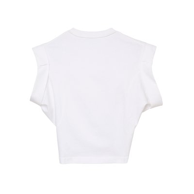 THE POP J MARC LOGO DRAPE SEAM TEE